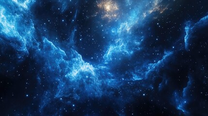 Abstract blue galaxy background with twinkling stars and nebula patterns, ideal for space exploration or cosmic visuals