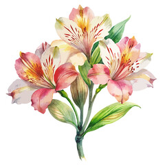 Fototapeta premium bouquet of lilies isolated on white