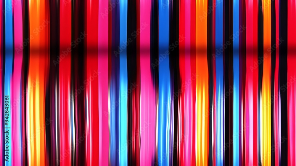 Poster A colorful stripe pattern with a blue stripe in the middle. The colors are bright and vibrant. The stripes are of different colors and are arranged in a way that creates a sense of movement and energy