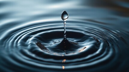 A drop of water falls into a large body of water, creating a ripple effect