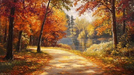 Obraz premium The arrival of autumn transforms the park, painting the foliage in vibrant hues
