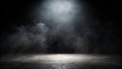 Dark and dramatic black background with shadows, creating a moody and mysterious atmosphere