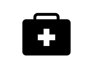 シンプルな十字マーク救急箱アイコンK：角丸黒