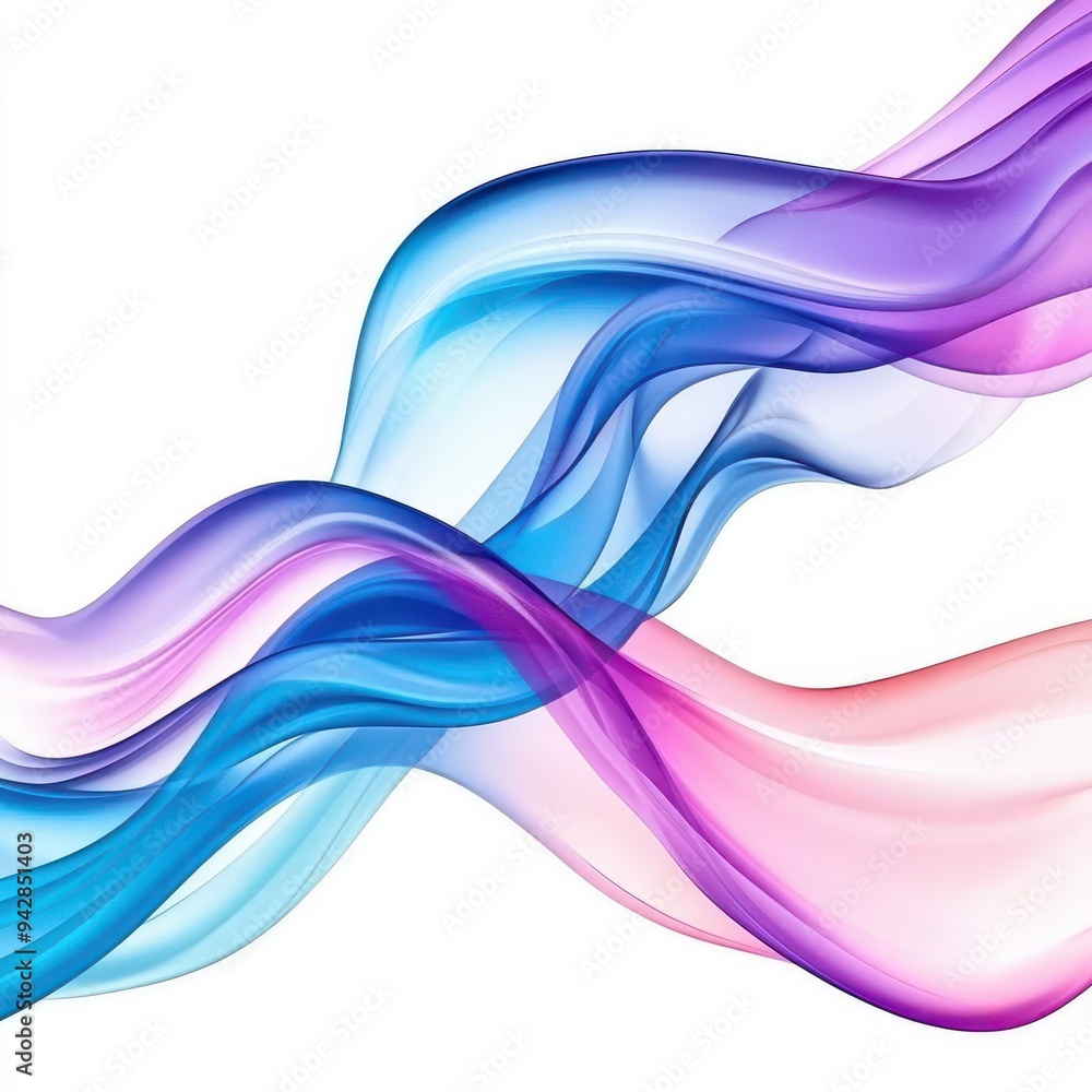 Poster wave lines flowing dynamic colorful blue pink isolated on white background for concept of ai technol