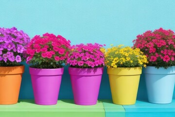 Colorful Pot with Colorful Plants