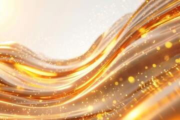 Abstract Background with Gold, Yellow, and Orange Glowing Moving Waves, Perfect for Elegant Digital Art