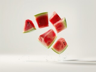 Levitating watermelon chunks separated