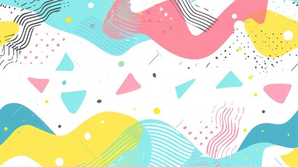 Abstract Pattern with Colorful Shapes and Lines