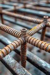 Weathered Metal Rods Forming an Abstract Geometric Pattern