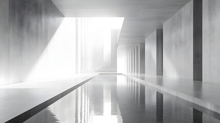 Obraz premium Minimalist Architecture Reflecting in Water, Modern Design