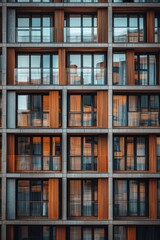Geometric Architectural Abstraction with Wooden Frames and Glass