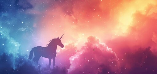 Unicorn Silhouette Against a Starry Sky