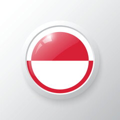 3D Button with Greenland flag. as round glossy icon on background isolated. Vector illustration eps 10.	
