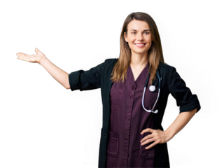portrait of a smiling female doctor isolated on a transparent Background