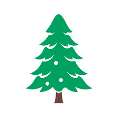 Cartoon abstract christmas tree with stars and balls vector, Christmas Tree Color Flat Icon,  merry xmas celebration happy new year decoration vector illustration.