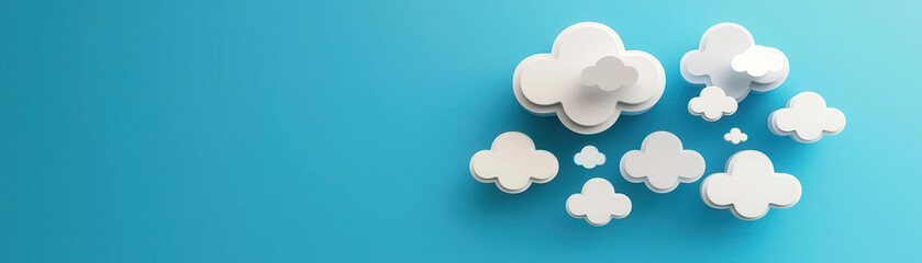 Obraz premium Cloud services icons floating in a circular orbit around a central hub, symbolizing service management, Cloud Services, Service Coordination
