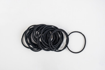 Black rubber band isolated on white background