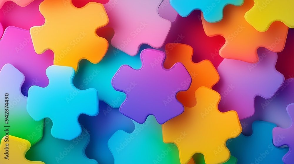 Aufkleber a colorful jigsaw puzzle with many pieces. the puzzle pieces are of different colors and sizes, and 