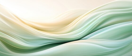 Obraz premium A green and white wave with a white background. The wave is very long and has a lot of detail