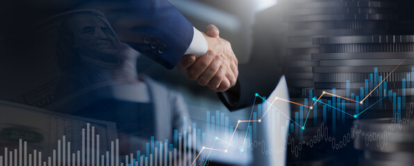 Businessman handshake for teamwork of business merger and acquisition,successful negotiate,hand...