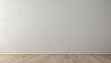 Naklejka premium Empty Room with White Wall and Wood Floor