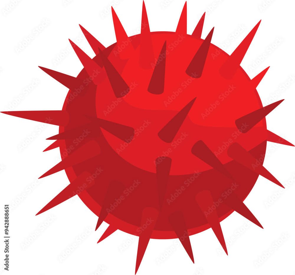 Poster red virus spore is spreading sharp spikes around