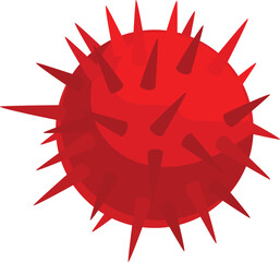 Red virus spore is spreading sharp spikes around