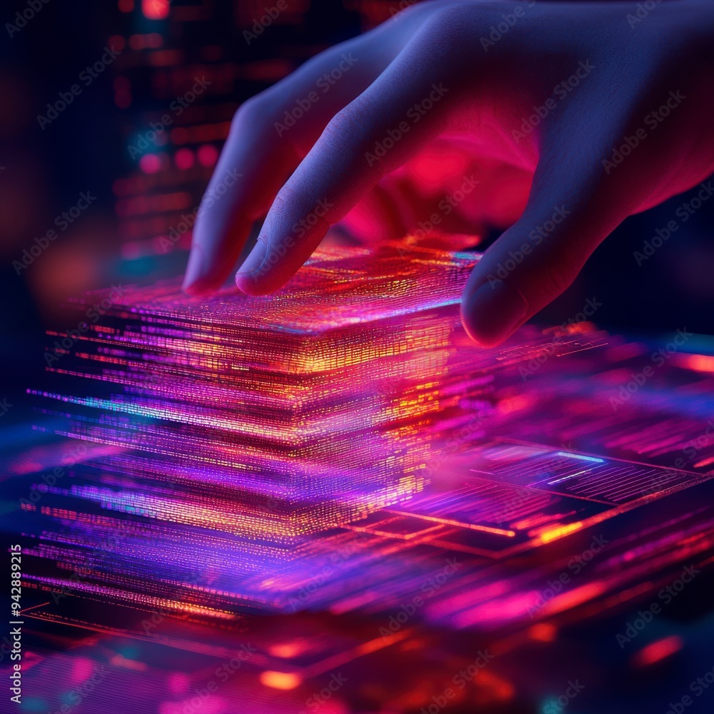 Poster the graphic is a stock chart with hands in the picture showing that they are working and checking th