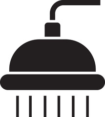 Shower Head vector for Adverts. Suitable for books, stores, shops. Taking bath shower icon sign. Bathroom shower pictogram symbol in trendy black fill style isolated on transparent background.