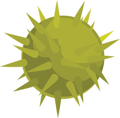 Green spiky virus rendering showing a dangerous infection