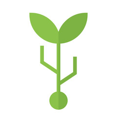 Green Technology Digital Computer Eco Ecology Single Icon Flat Color Style