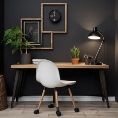 Minimalist Home Office with Black and White Decor