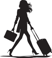 Character Of Pretty young Business Woman Wearing Formal Suit Standing Silhouette Vector Illustration