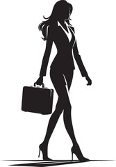 Character Of Pretty young Business Woman Wearing Formal Suit Standing Silhouette Vector Illustration