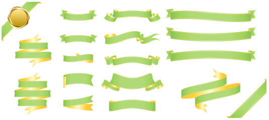 green ribbon banner design material