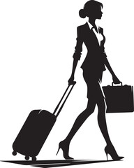 Character Of Pretty young Business Woman Wearing Formal Suit Standing Silhouette Vector Illustration