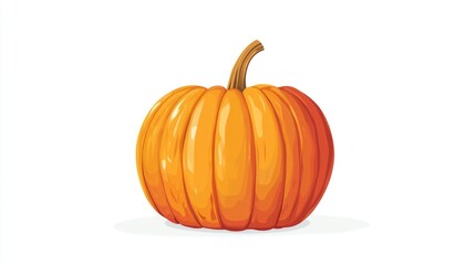 Joyful pumpkin depicted in a simple flat design vector, clearly isolated against a white background.