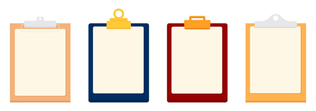 Set of clipboard empty note collection flat illustration clipart 