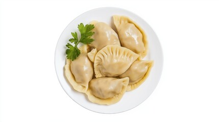 Boiled Dumplings with Parsley - Overhead View

