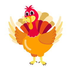 Comic style sticker of cute turkey 

