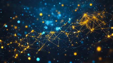 Fototapeta premium Abstract colorful business connection of lines from nodes It is connected to endless nodes and represents the innovation of communication in the network with black background