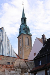 Blick in die Altstadt von Freiberg in Sachsen