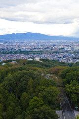 Obraz premium Aerial view of Takasaki town, Gunma prefecture, Kanto, Japan. 