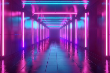 Fototapeta premium Neon Lights Corridor