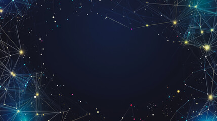 Fototapeta premium Abstract colorful business connection of lines from nodes It is connected to endless nodes and represents the innovation of communication in the network with black background