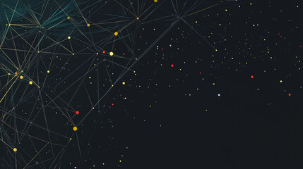 Fototapeta premium Abstract colorful business connection of lines from nodes It is connected to endless nodes and represents the innovation of communication in the network with black background