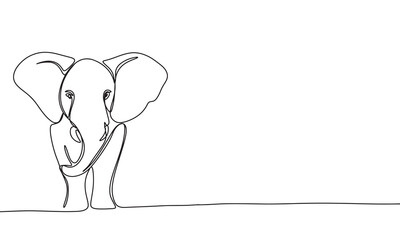 Elephant one line continuous. Hand drawn vector art