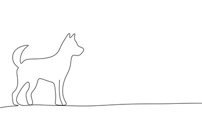 Dog silhouette one line continuous. Hand drawn vector art