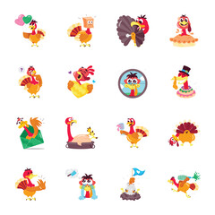Basic RGBCollection of Thanksgiving Bird Flat Stickers 

