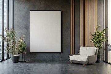 Modern Minimalist Interior with Empty Frame
